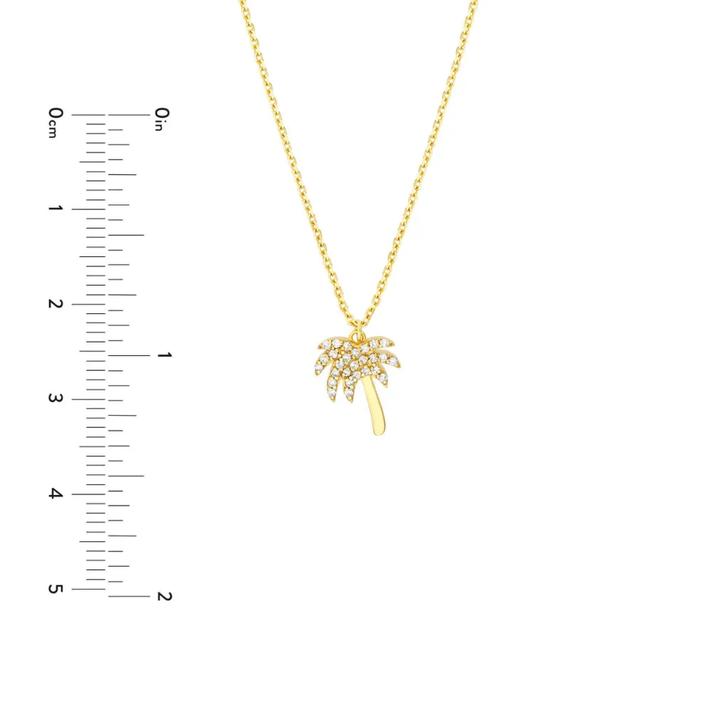 14k Diamond Palm Tree Necklace