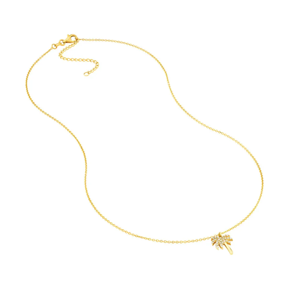 14k Diamond Palm Tree Necklace