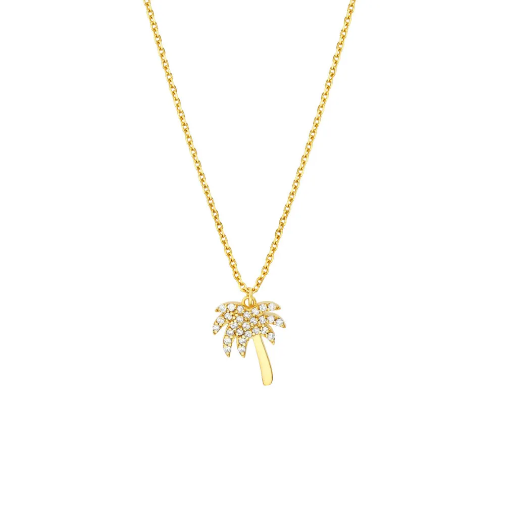 14k Diamond Palm Tree Necklace