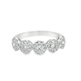 14K White Gold Five Station Diamond Cluster Ring - .80ctw