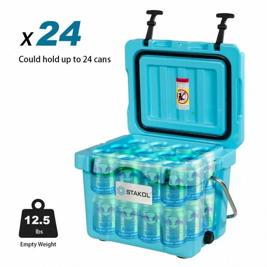 16 Quart Portable Ice Cooler with 24 Cans-Blue