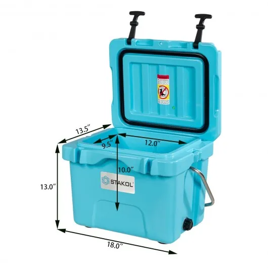 16 Quart Portable Ice Cooler with 24 Cans-Blue