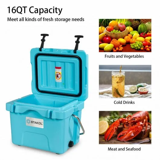 16 Quart Portable Ice Cooler with 24 Cans-Blue