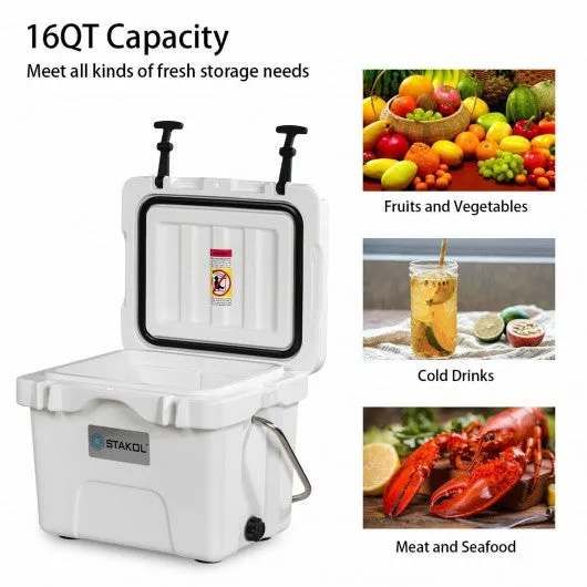 16 Quart Portable Ice Cooler with 24 Cans-White