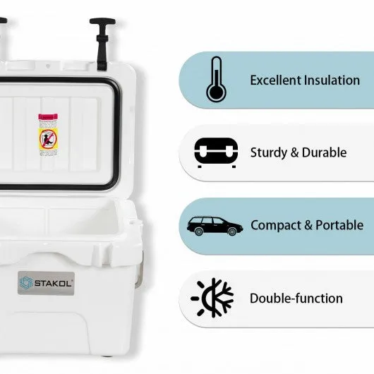 16 Quart Portable Ice Cooler with 24 Cans-White
