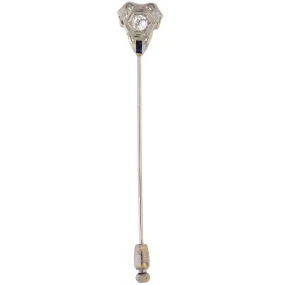 18K White Gold Euro Cut Diamond Stick Pin