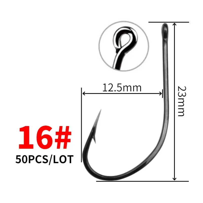 50pcs Fish Jig Hook Japan High Carbon Steel Fly Fishing Tackle Circle Hooks Carp Hook Octopus hooks Fishing Gear Curved back