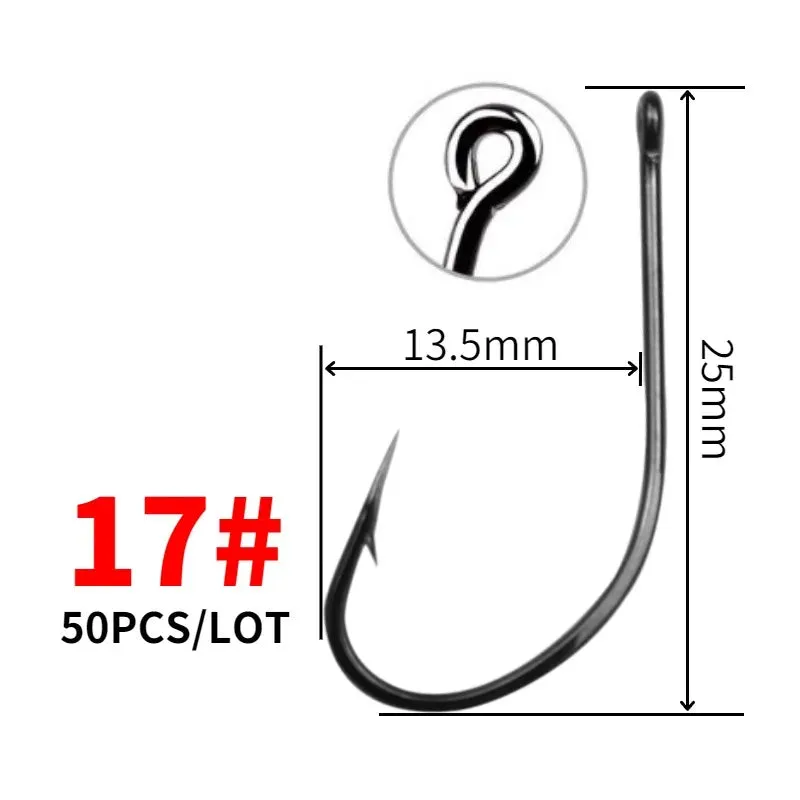 50pcs Fish Jig Hook Japan High Carbon Steel Fly Fishing Tackle Circle Hooks Carp Hook Octopus hooks Fishing Gear Curved back