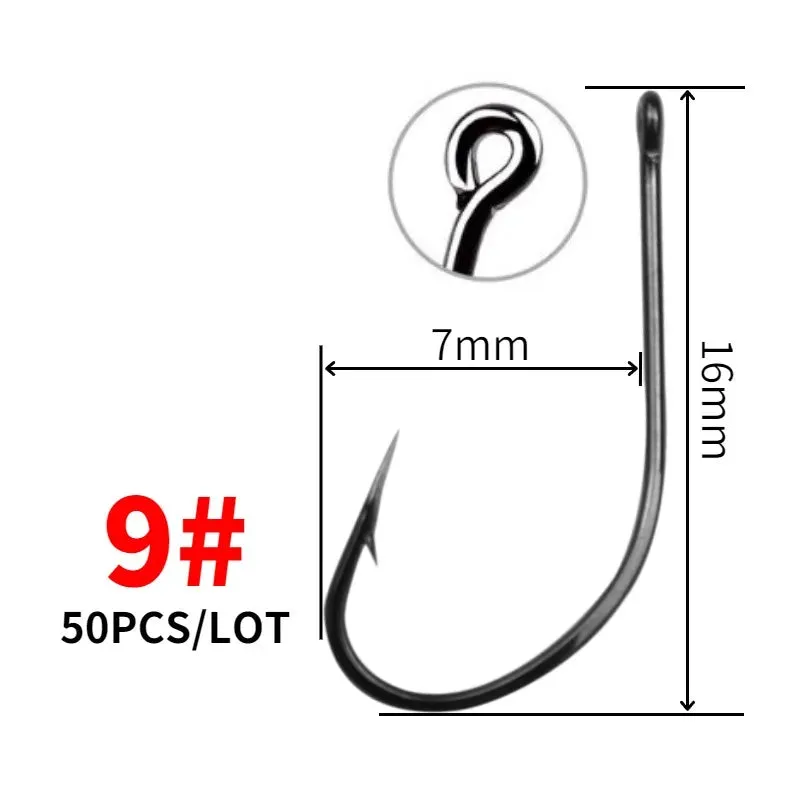 50pcs Fish Jig Hook Japan High Carbon Steel Fly Fishing Tackle Circle Hooks Carp Hook Octopus hooks Fishing Gear Curved back