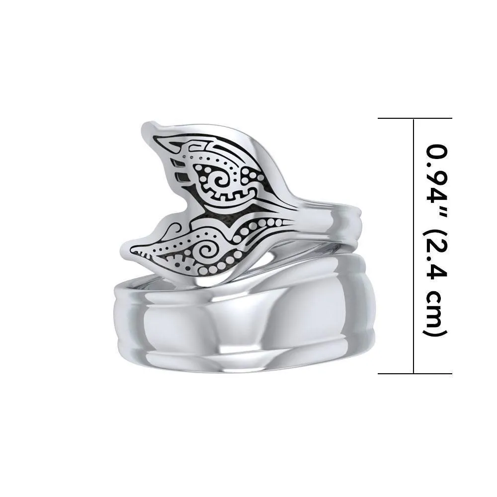 Aboriginal Whale Tail  Sterling Silver Spoon Ring TRI1734