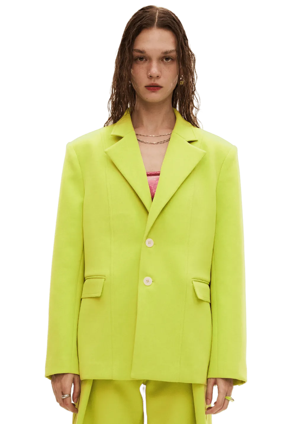 Acetate Oversized Lapel Blazer