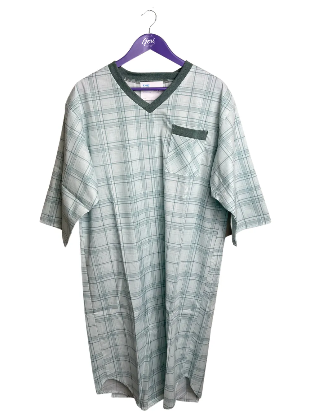 Adaptive Poly-Cotton V-Neck Nightshirt