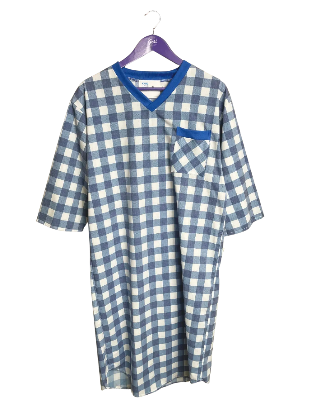 Adaptive Poly-Cotton V-Neck Nightshirt