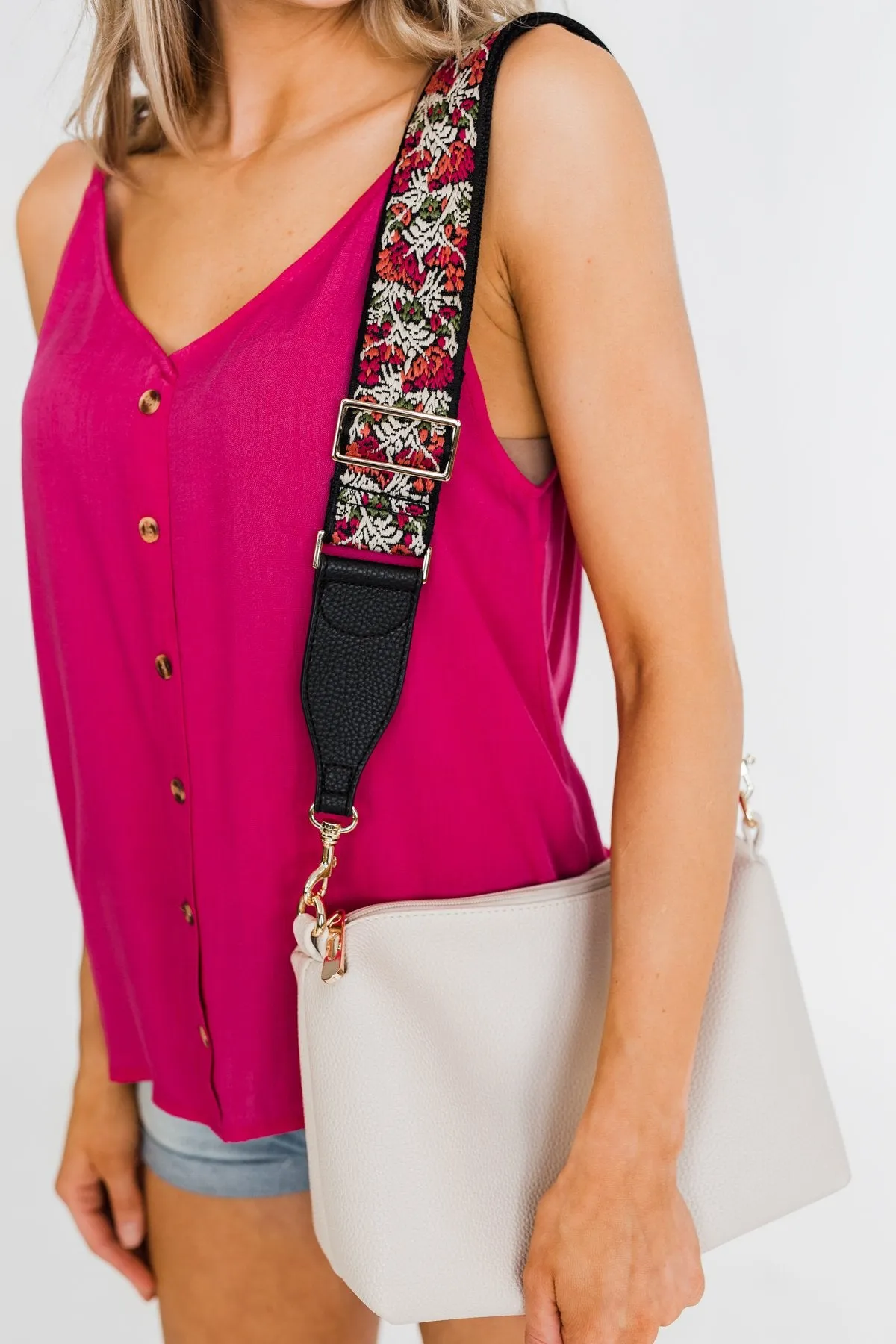 Adjustable Printed Shoulder Strap- Pink, Cream, Green