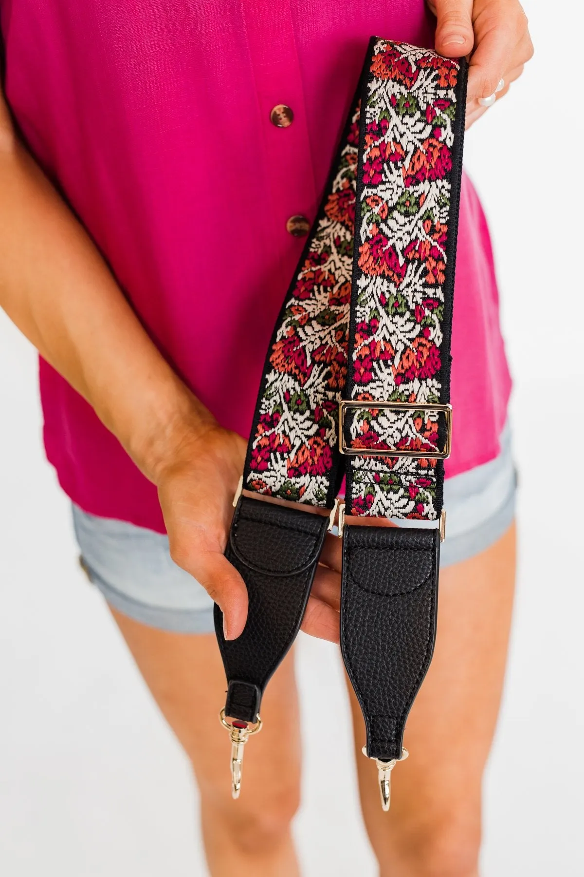 Adjustable Printed Shoulder Strap- Pink, Cream, Green