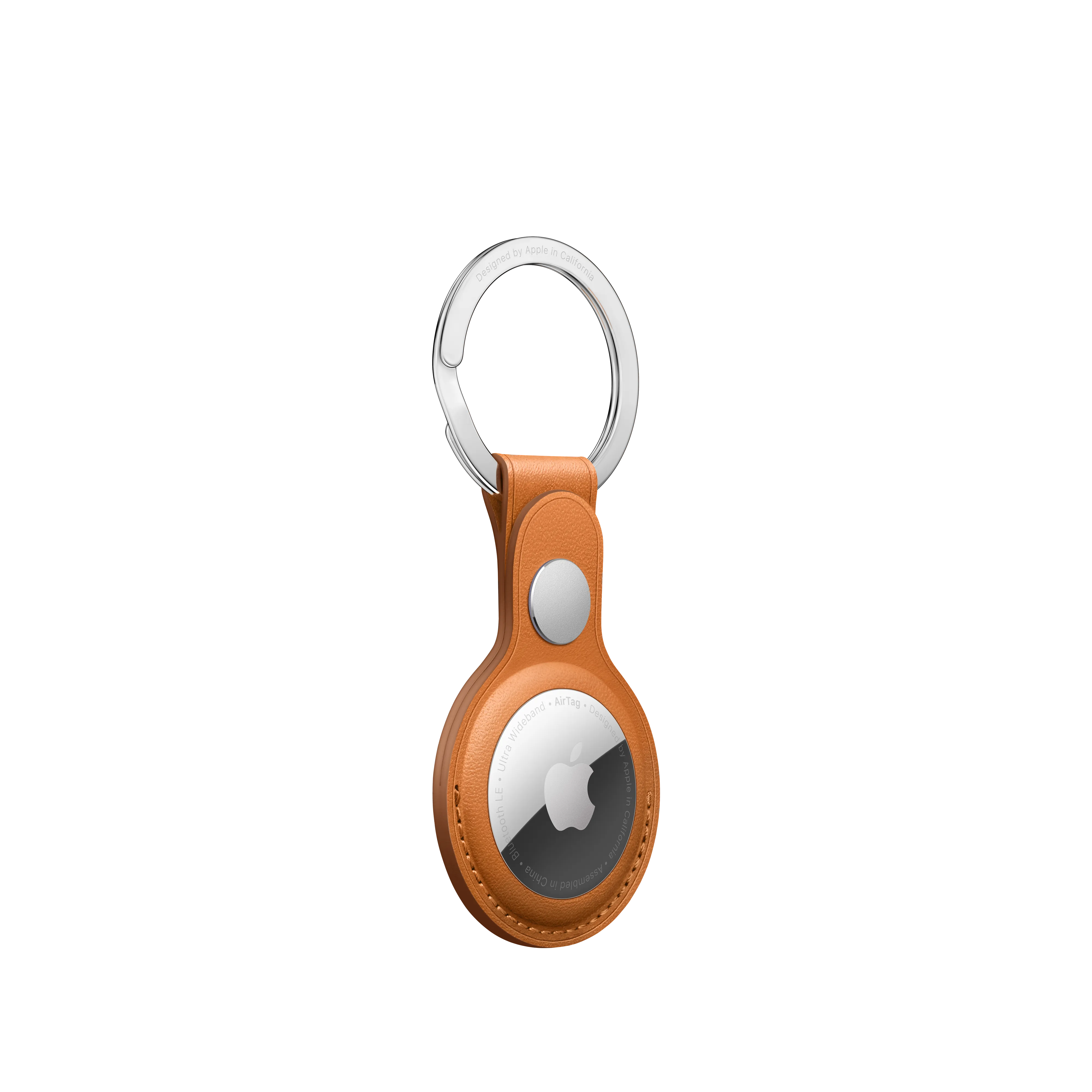 AirTag Leather Key Ring – Golden Brown