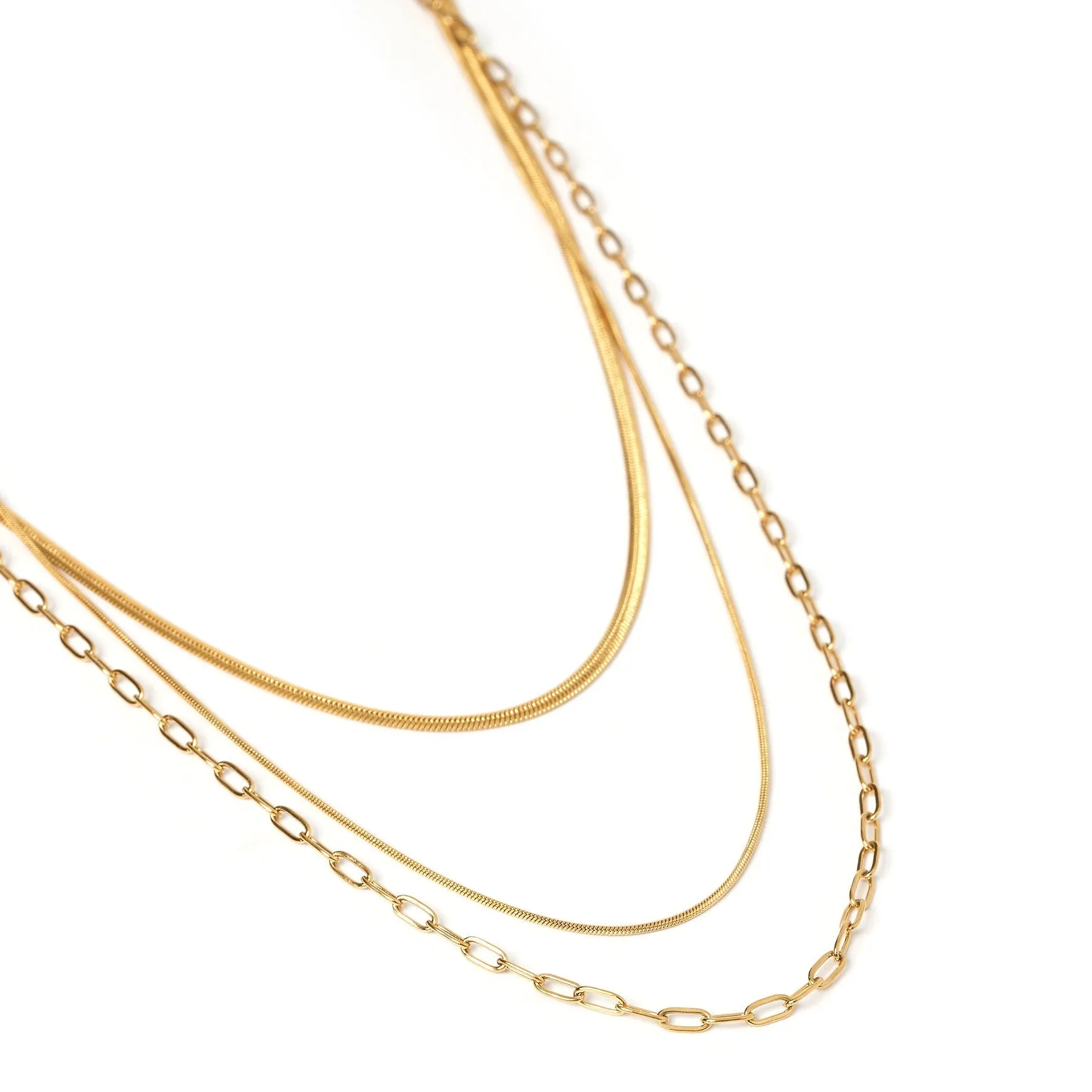 Amour Triple Gold Necklace