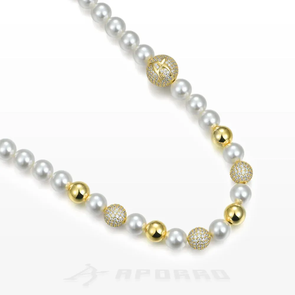 Aporro WONG Dragon Pearl and Bead Adjustable Necklace - 8mm