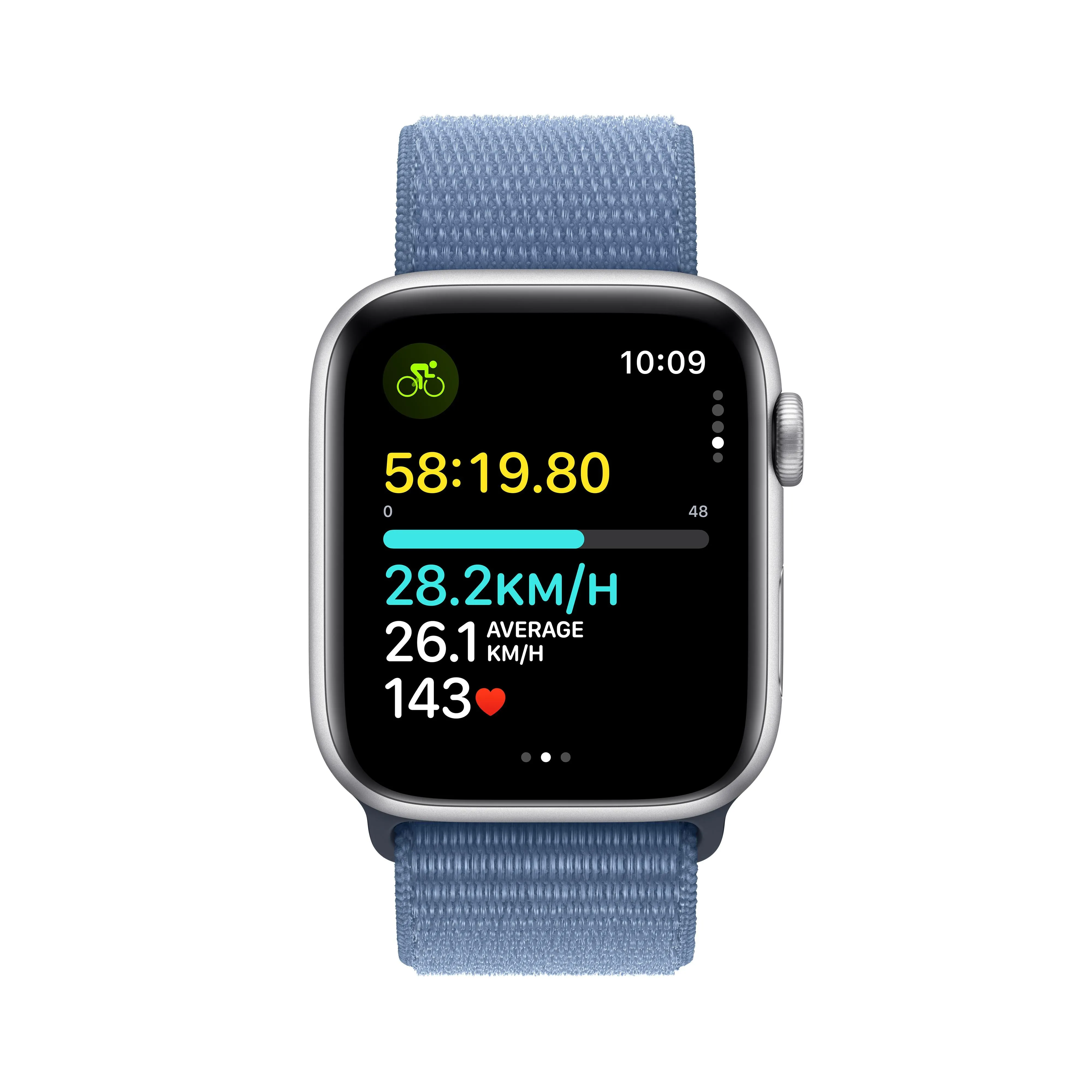 Apple Watch SE GPS 44mm Silver Aluminium Case with Winter Blue Sport Loop