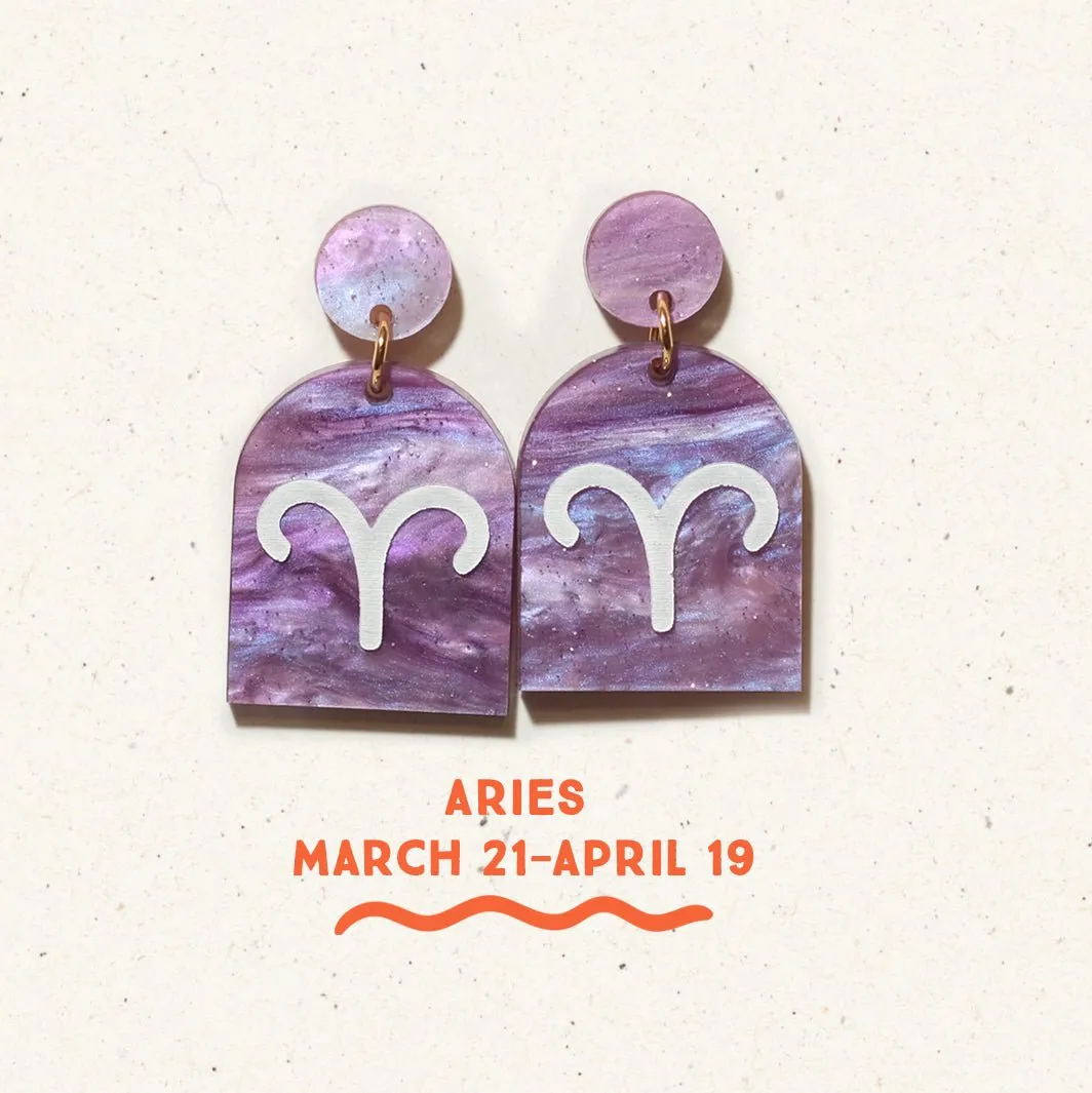 Aries Zodiac Earrings