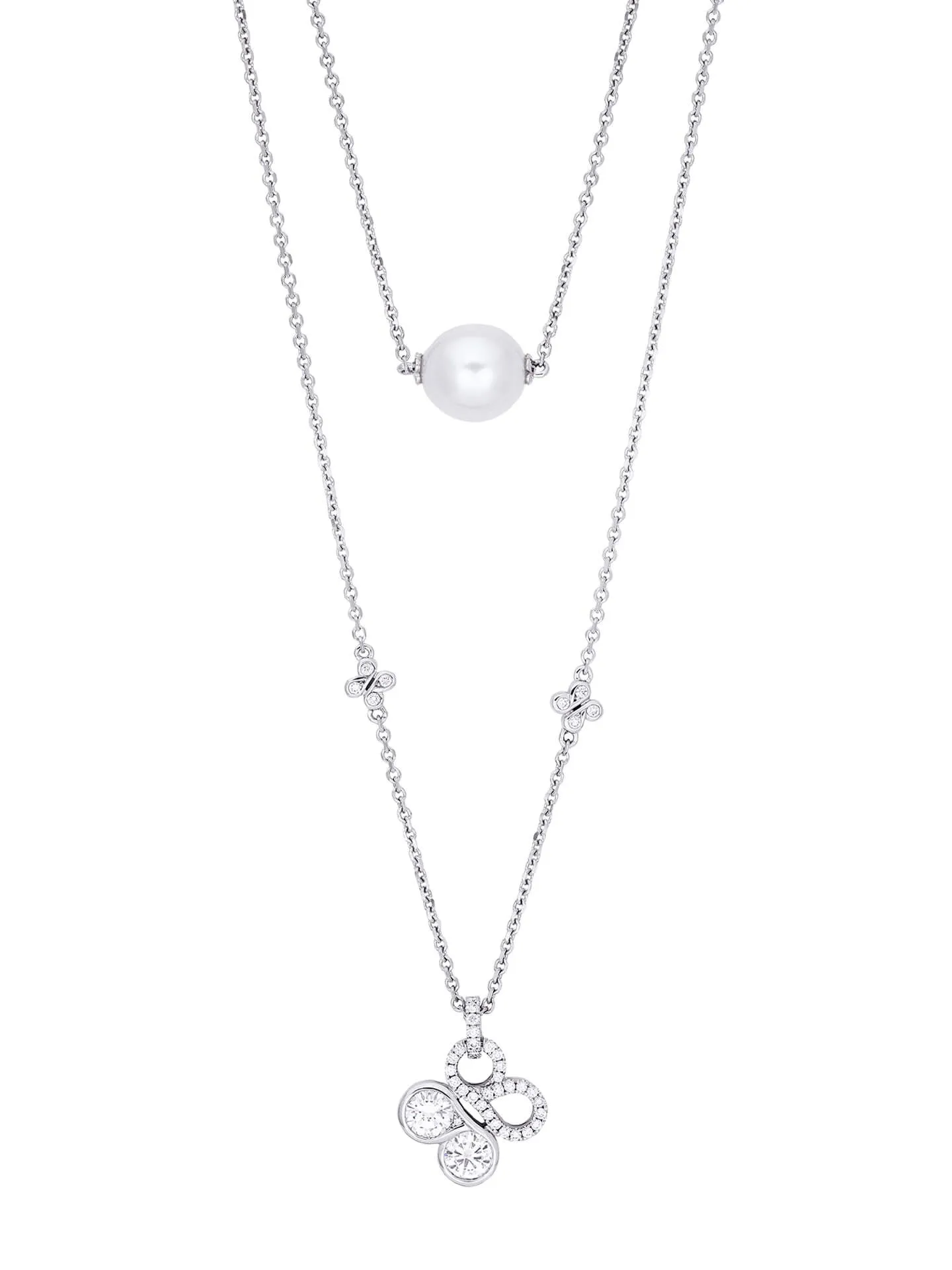 Be Boodles Double Layer White Gold Pearl Necklace