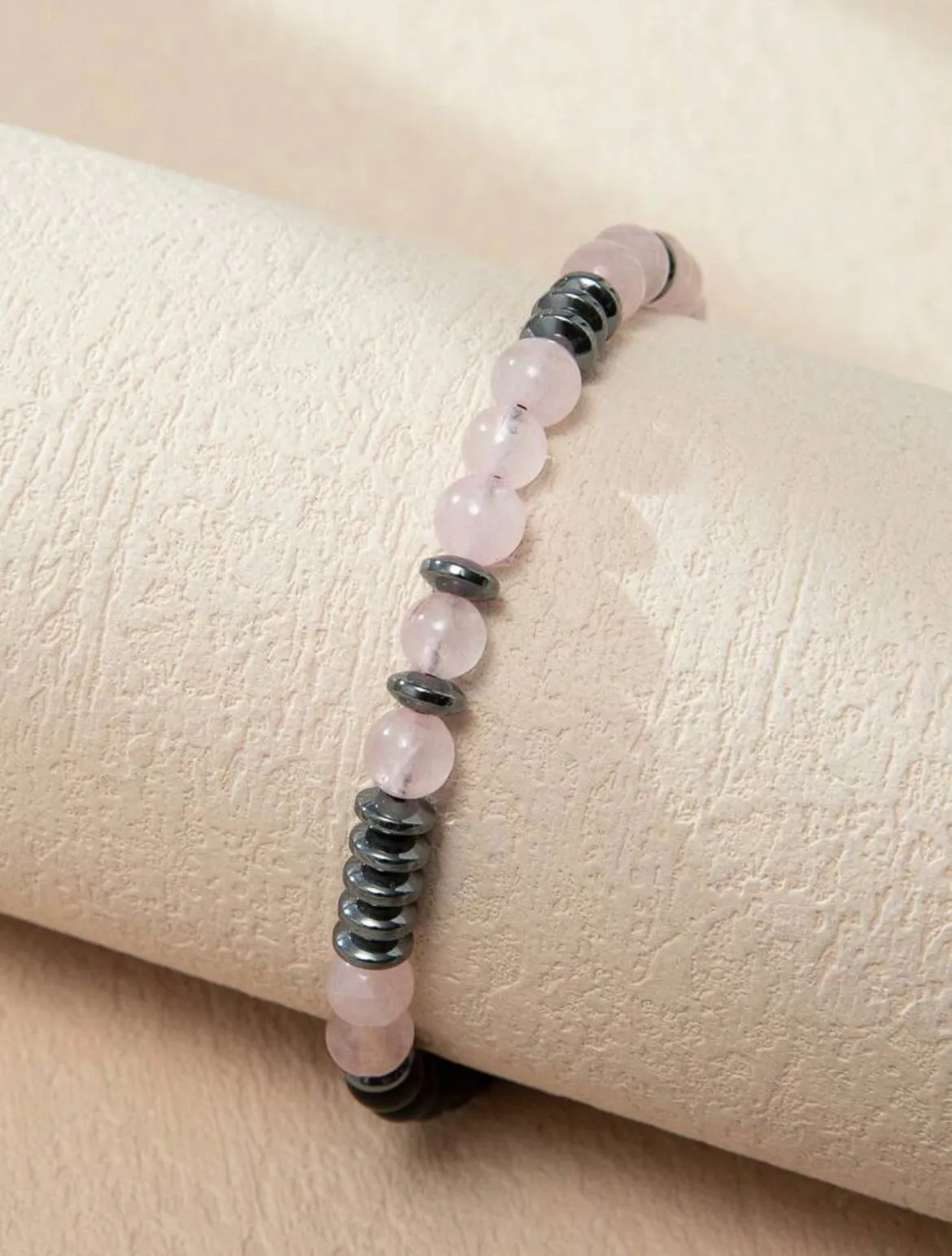 Beautiful Morse Code and Pink Stone Adjustable Sister Bracelet