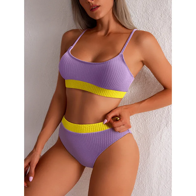 Bikini High Waist Ribbed Bathing Suit