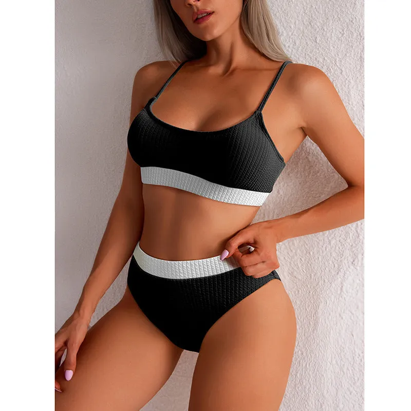 Bikini High Waist Ribbed Bathing Suit