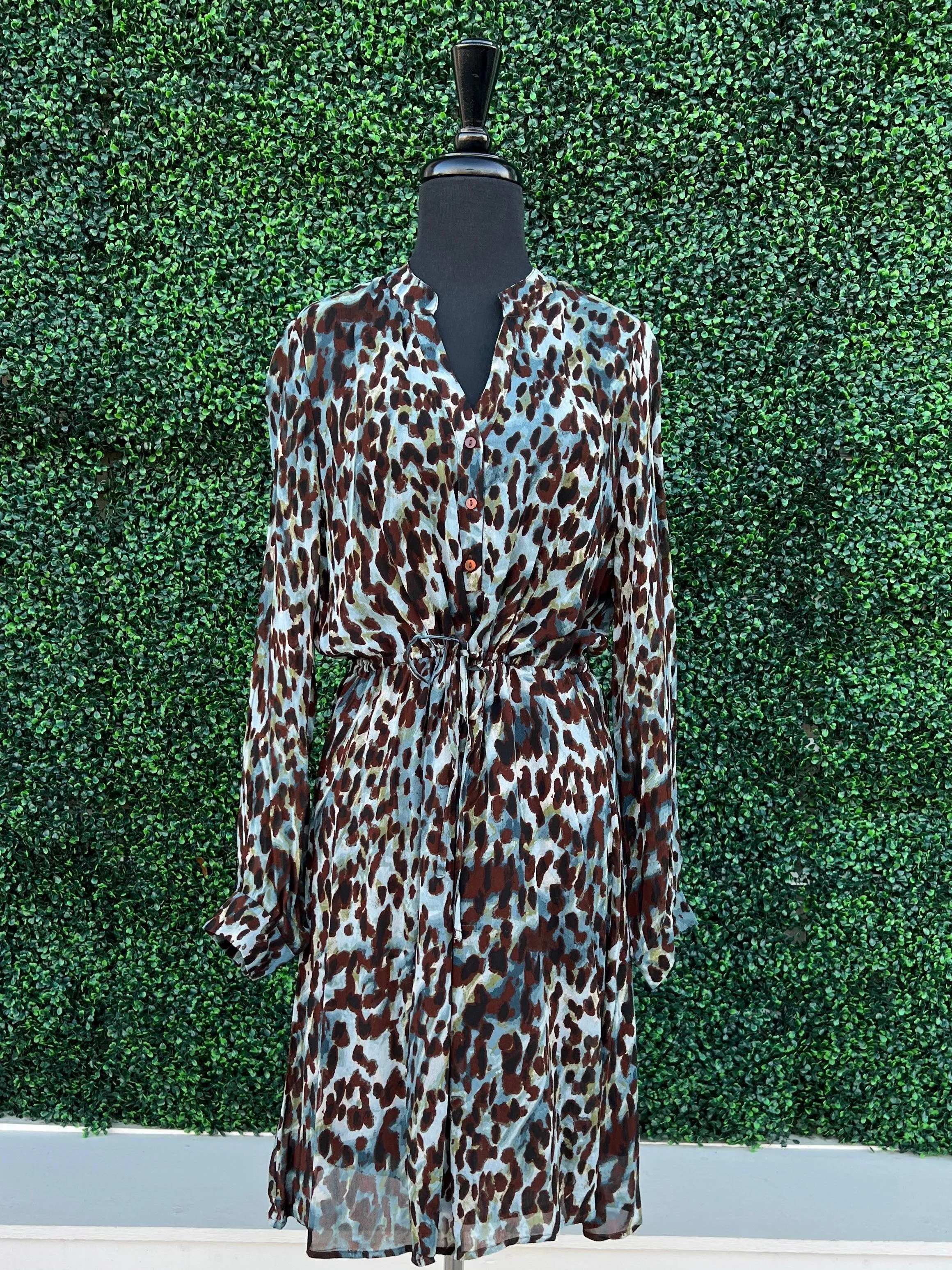 Brown and Blue Cheetah Dress