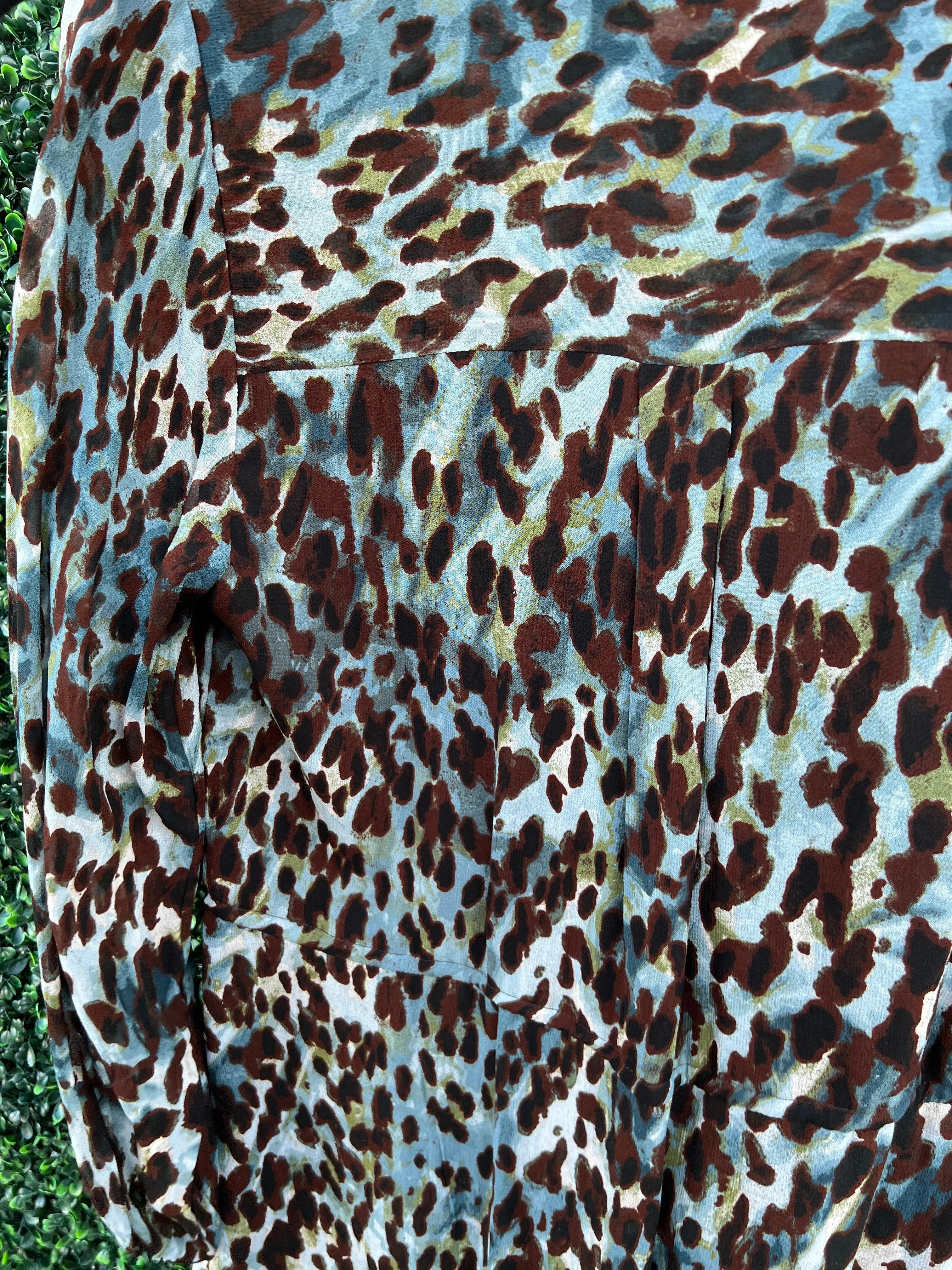 Brown and Blue Cheetah Dress