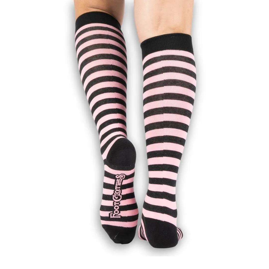 Bubblegum and Black Stripes Knee High Socks