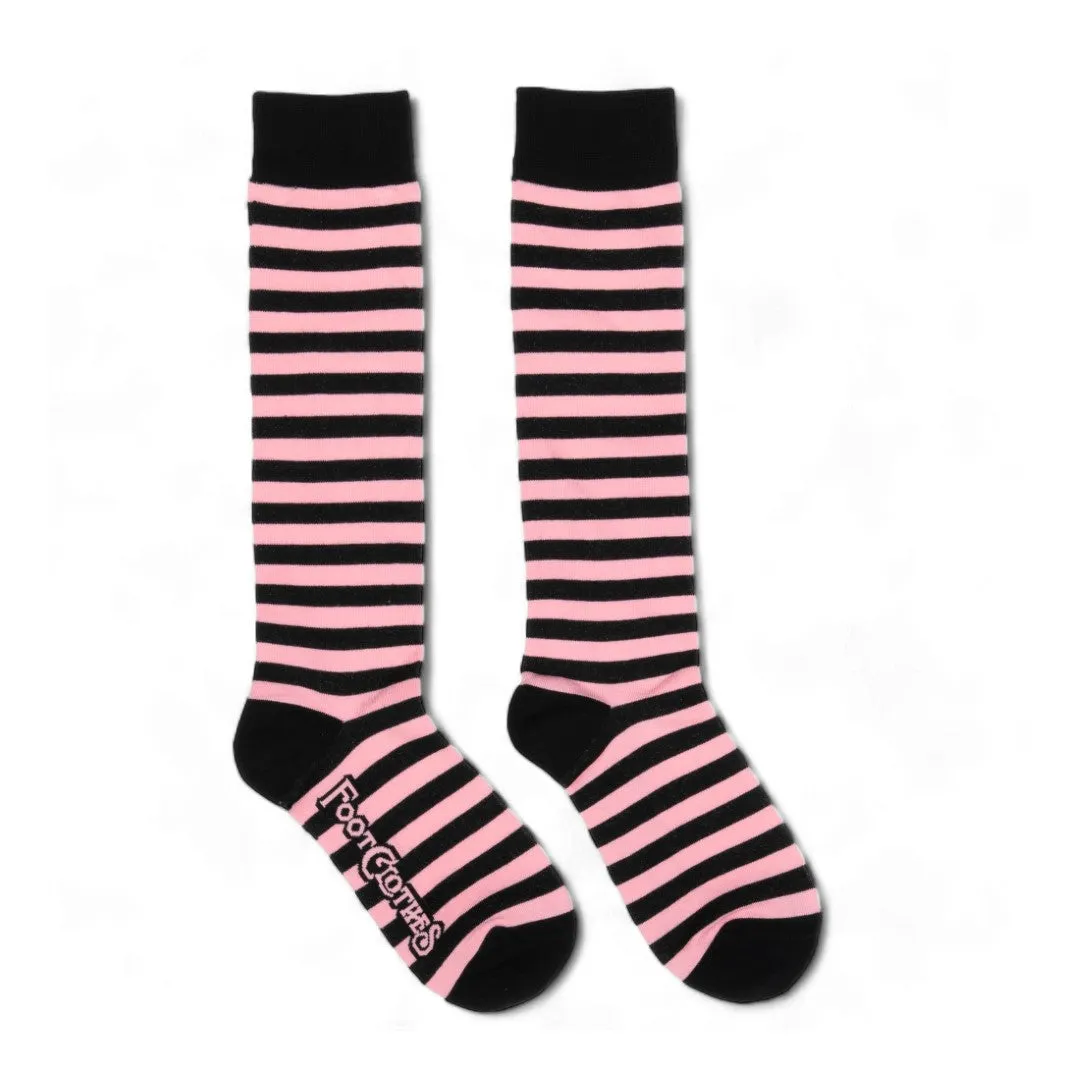 Bubblegum and Black Stripes Knee High Socks