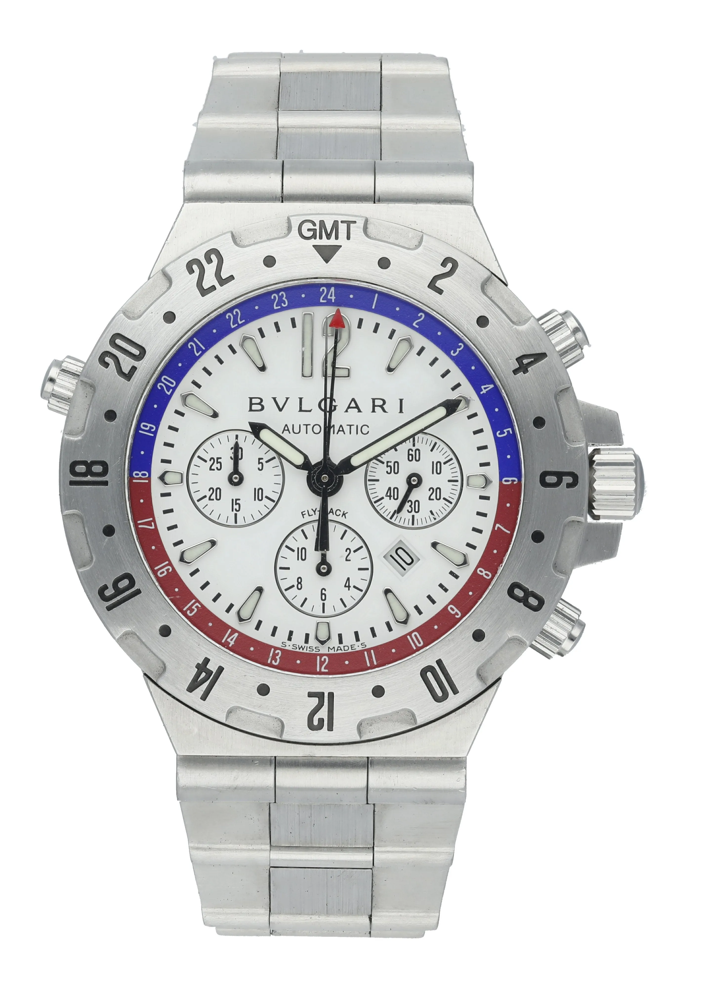 Bvlgari Diagono GMT40SVG Fly Back Pepsi Bezel Mens Watch