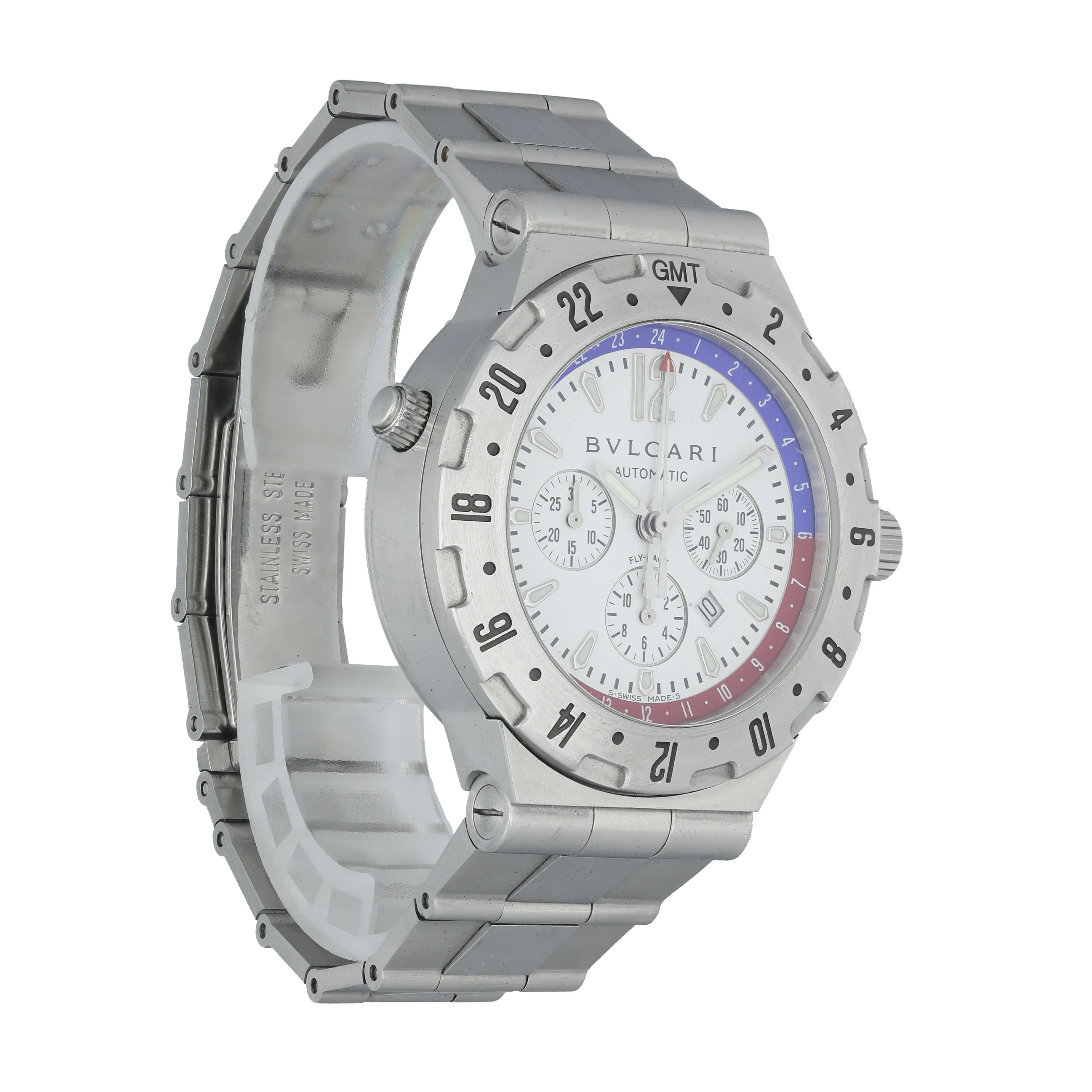 Bvlgari Diagono GMT40SVG Fly Back Pepsi Bezel Mens Watch