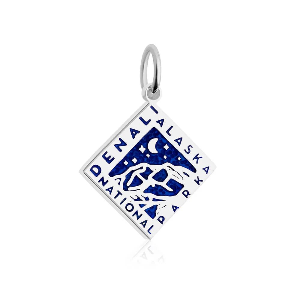 Denali National Park Charm, Silver Enamel