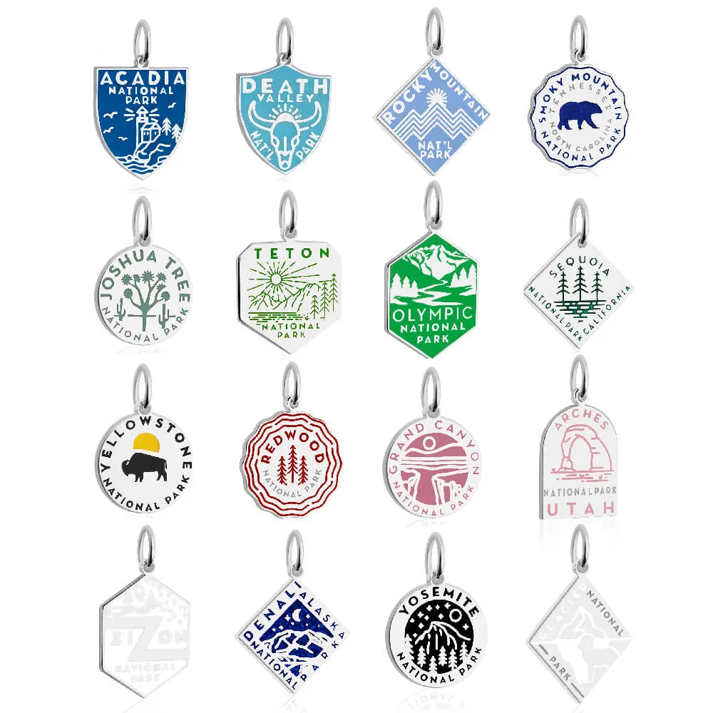 Denali National Park Charm, Silver Enamel