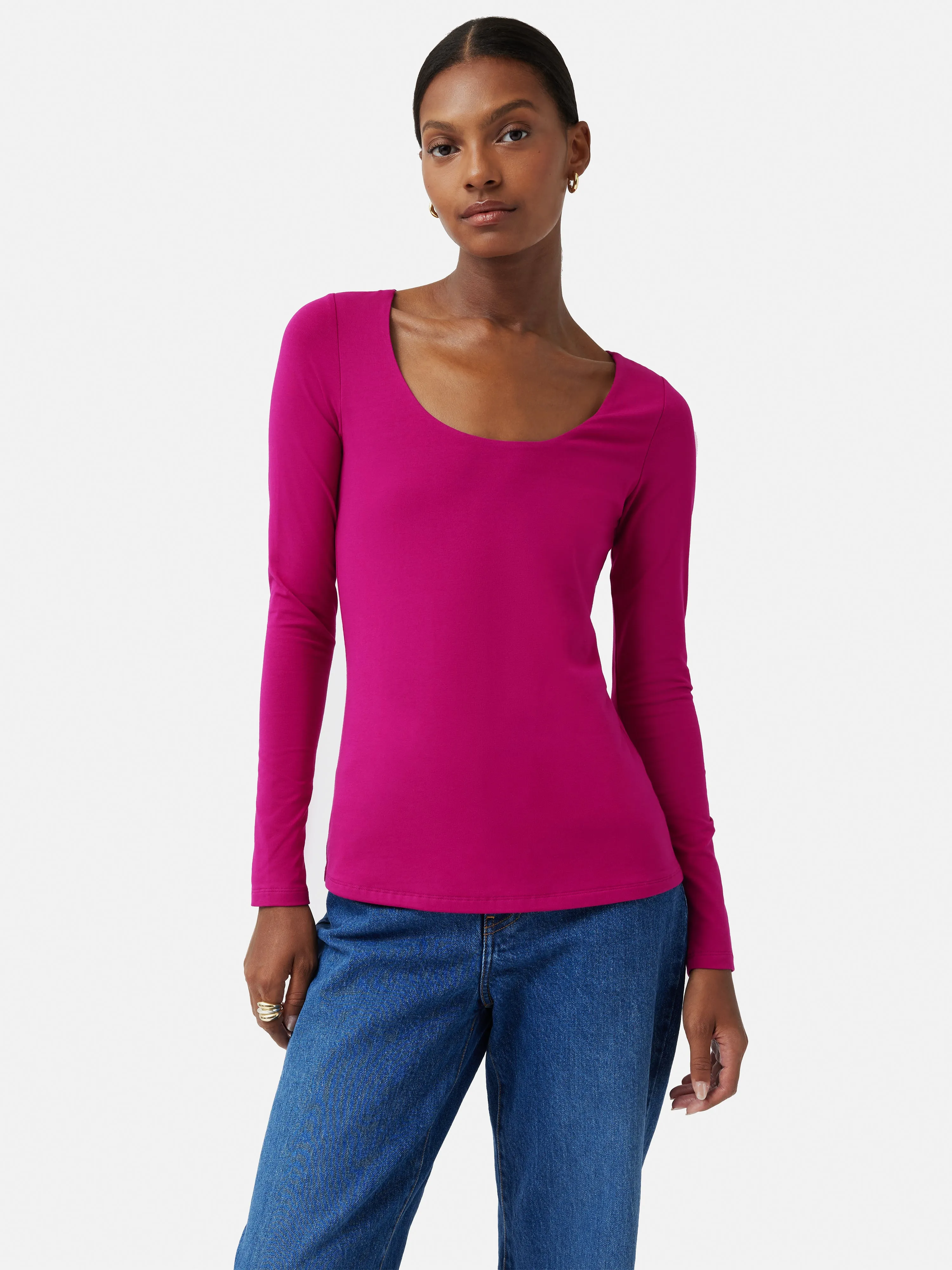 Double Front Ballet Neck Top | Magenta