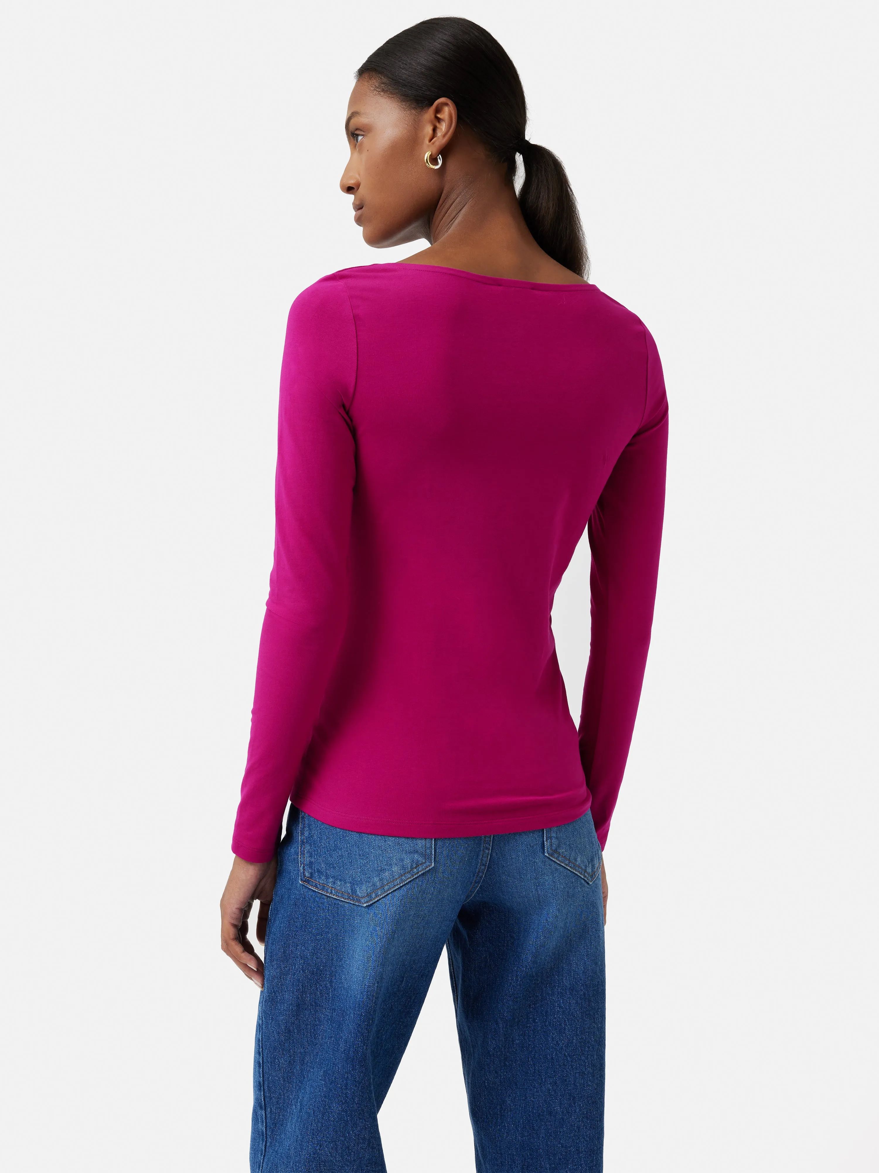 Double Front Ballet Neck Top | Magenta