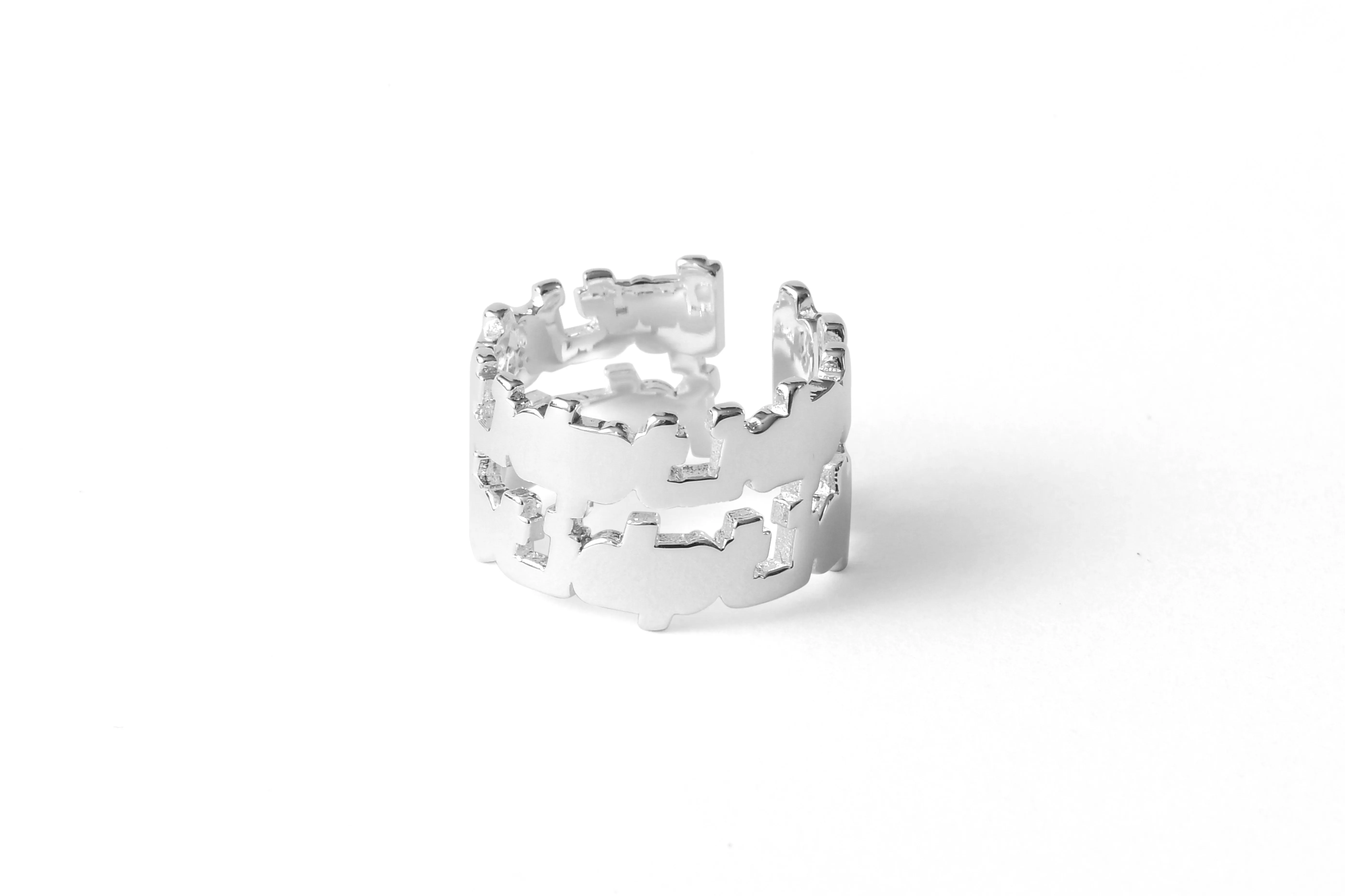 Double Layer Logo 925 Sterling Silver Ring