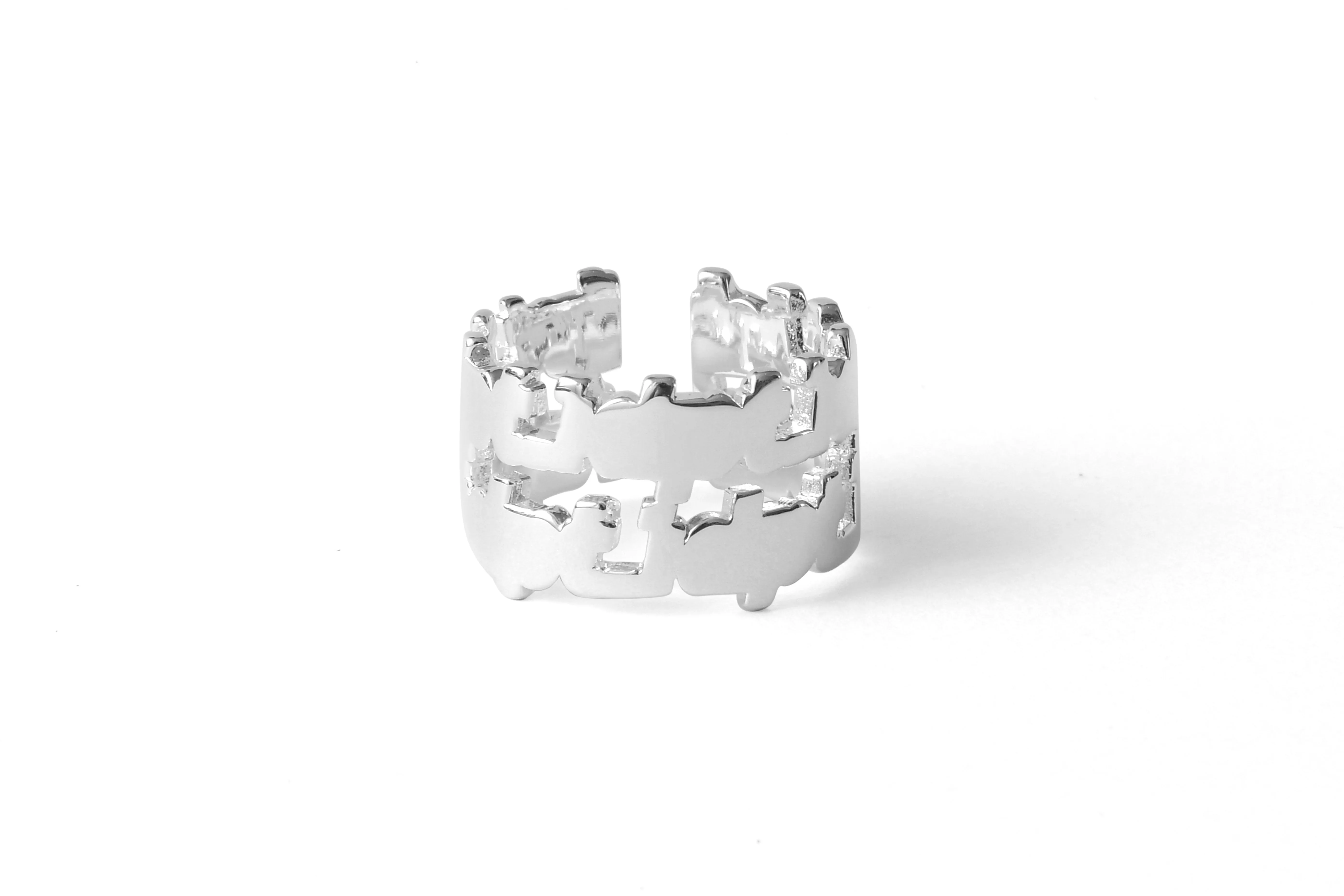 Double Layer Logo 925 Sterling Silver Ring