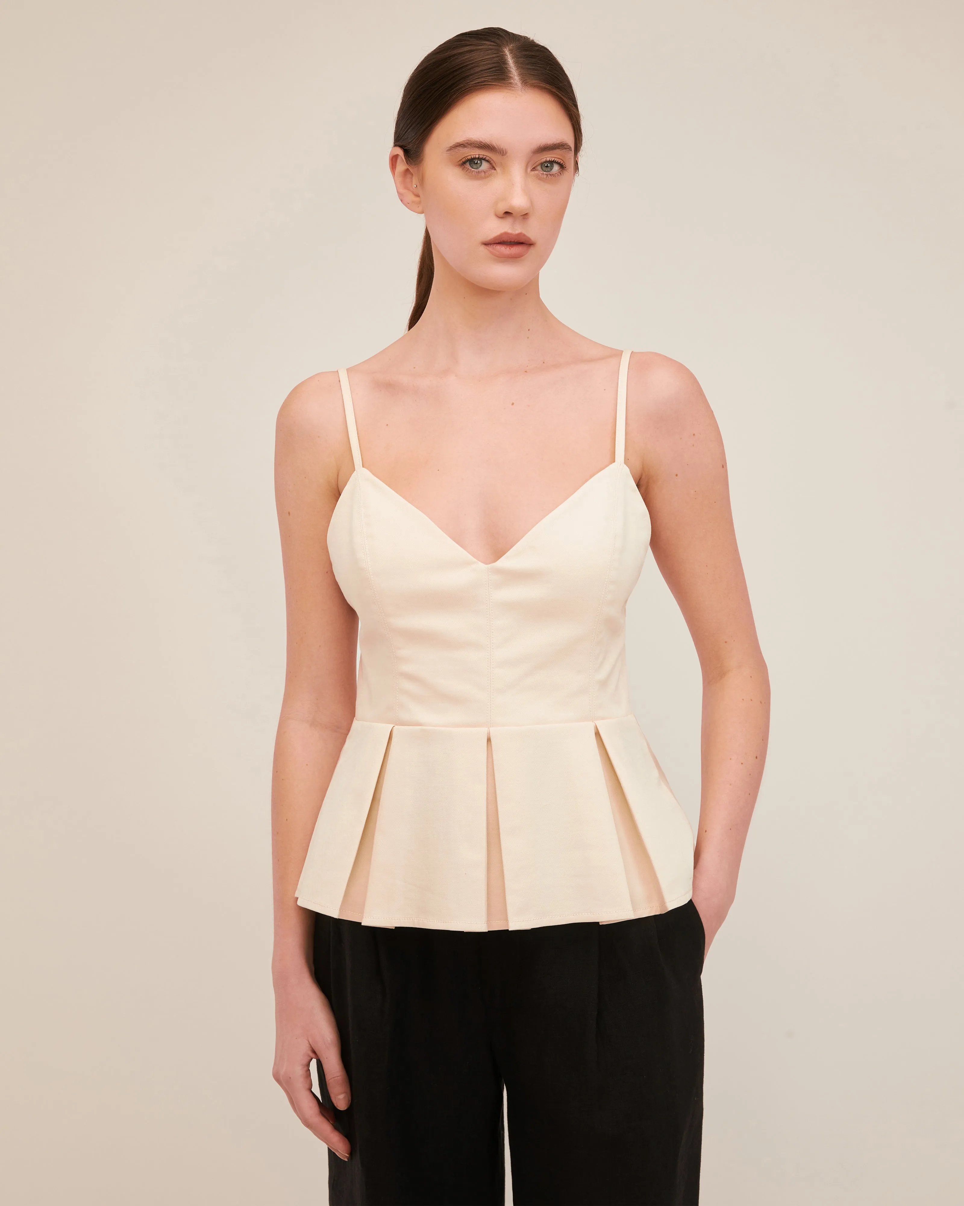 Emily Pleated Peplum Top