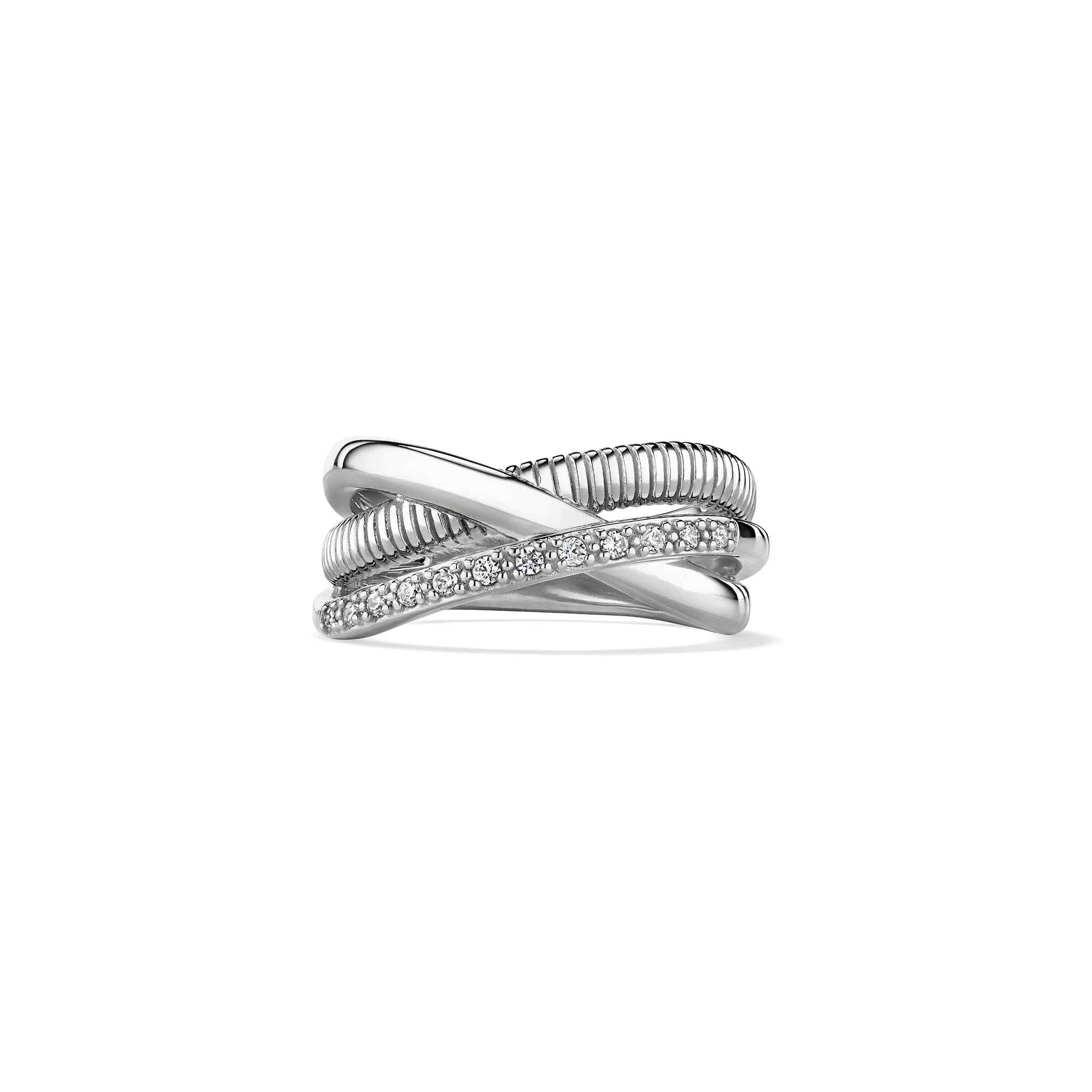 Eternity Three Band Highway Ring with Diamonds