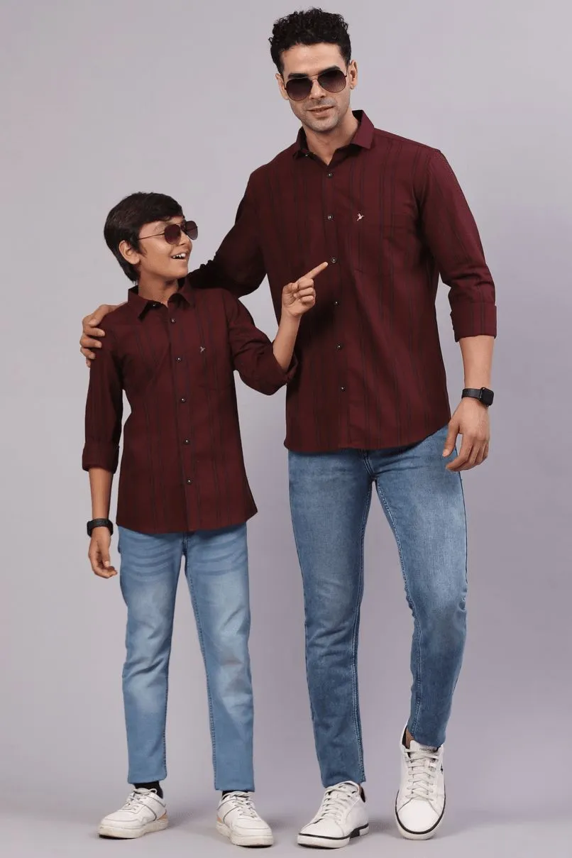 FATHER & SON - Maroon Vertical Stripes