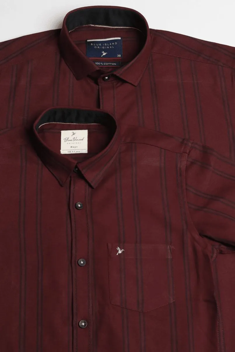 FATHER & SON - Maroon Vertical Stripes