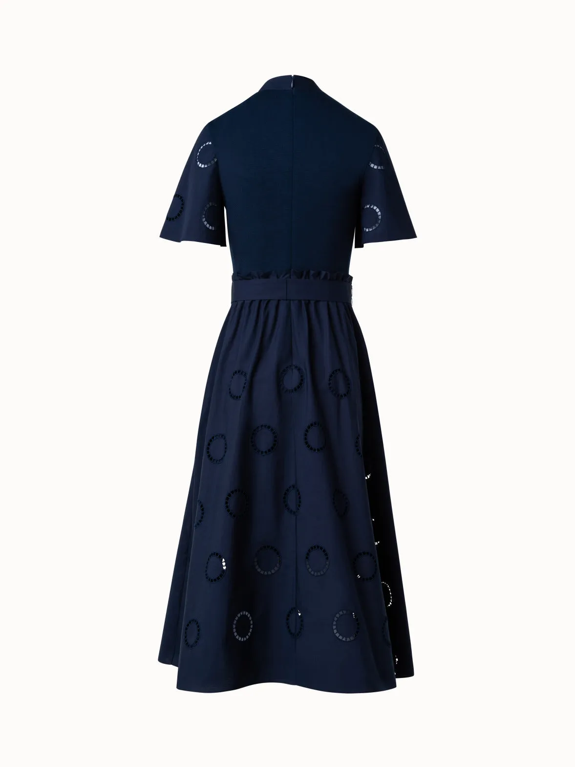 Fit and Flare Midi Shirt Dress with Circle Embroidery