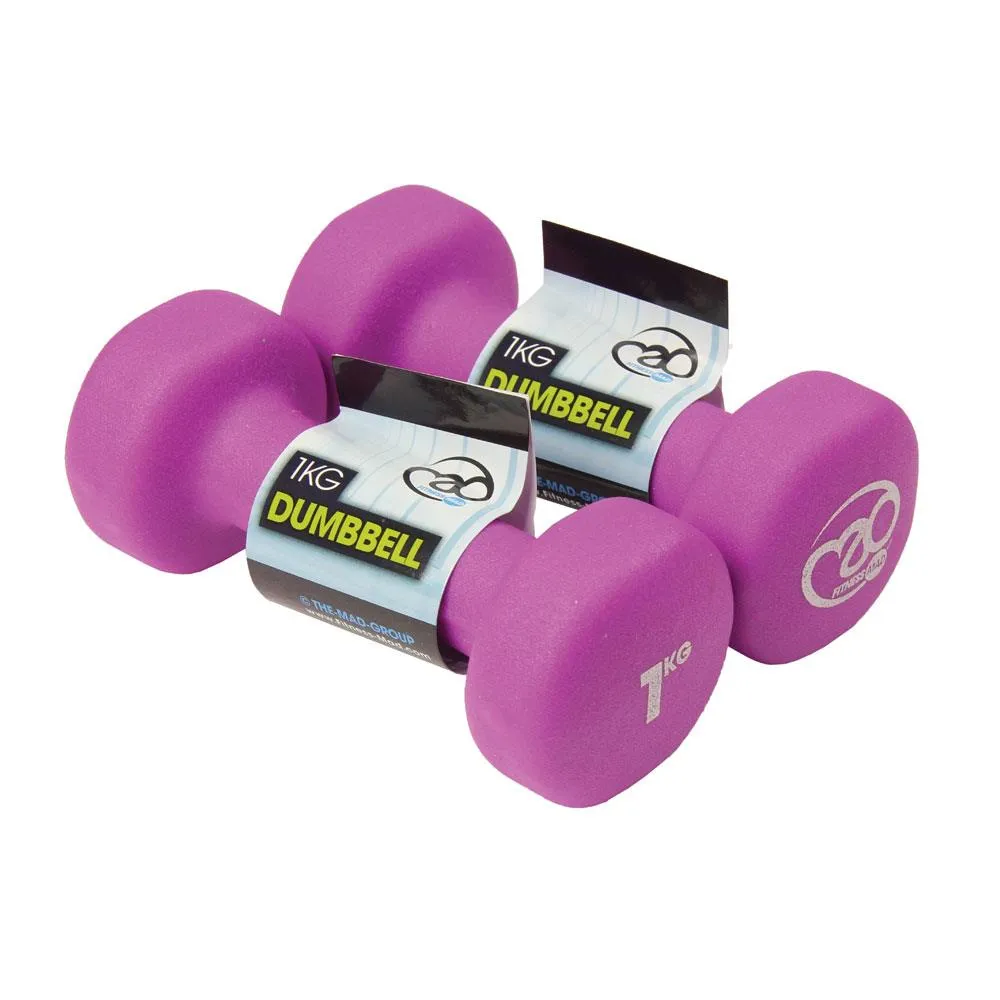 Fitness Mad Neoprene Dumbbells - 1kg Pair