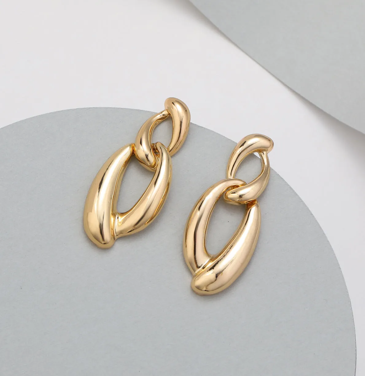 Gold Drop Loop Earrings