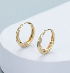 Gold Twisted Chunky Hoop Earrings