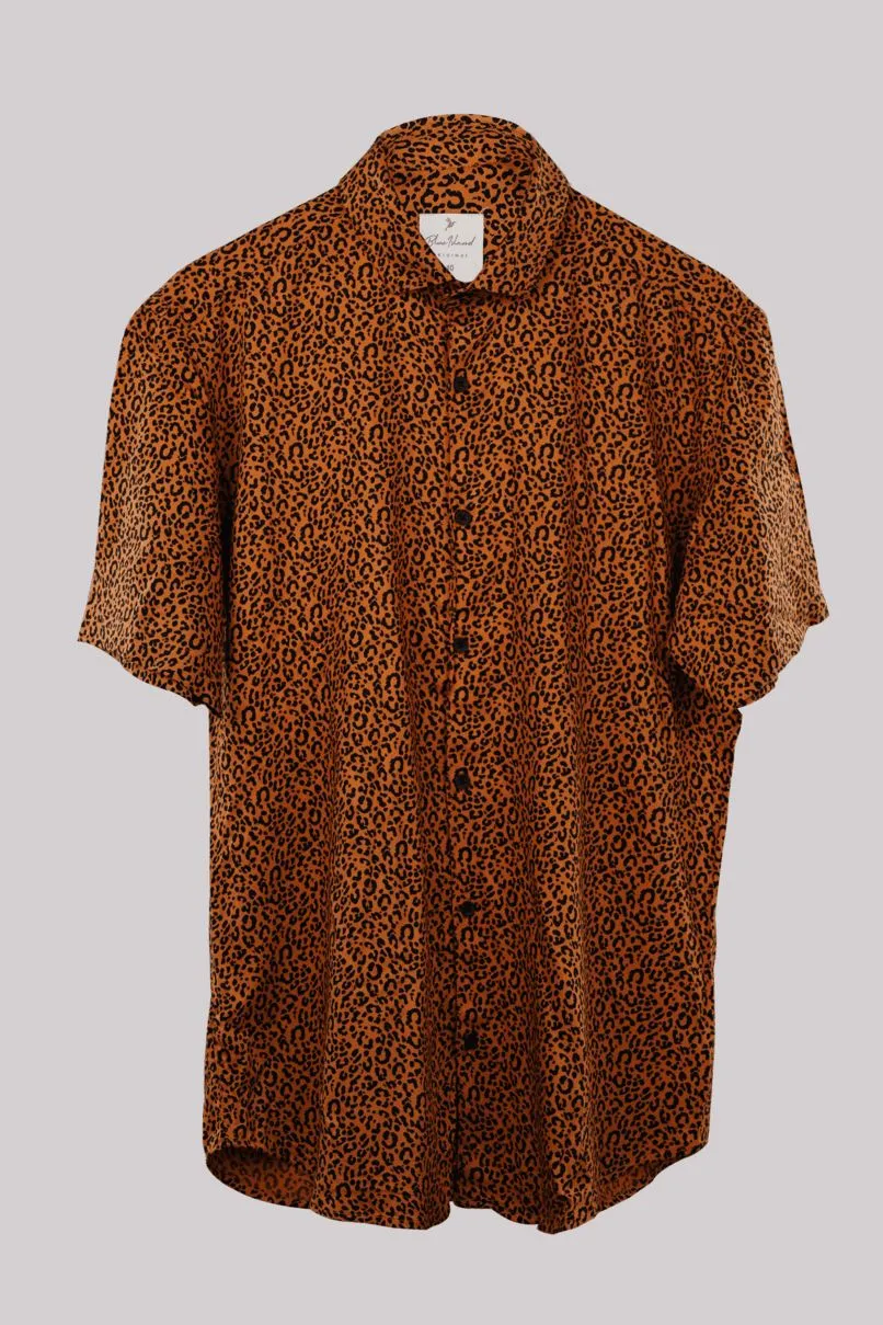 Golden Leopard Print - Half Sleeve - Airlite Shirt