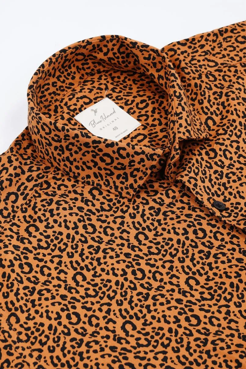 Golden Leopard Print - Half Sleeve - Airlite Shirt